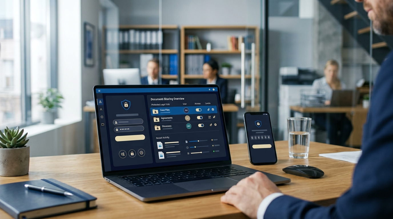 Portal jurídico protegido mediante autenticación multifactor, cuentas individuales y permisos de acceso